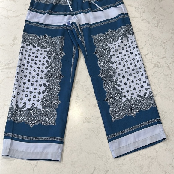 J.Crew Pull On Cropped Pant Scarf Border Print Boho Resort Beach Small - Picture 7 of 16